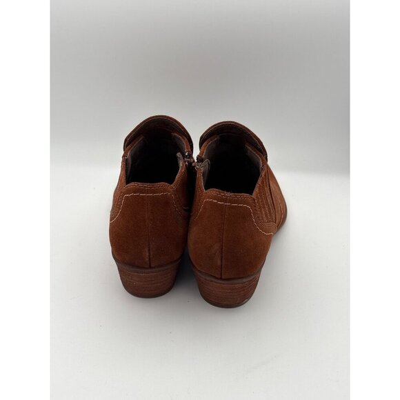 Earth Womens Suede Ankle Boots Size 7 Brown With Zipper Closure & Block Heel - Picture 4 of 5